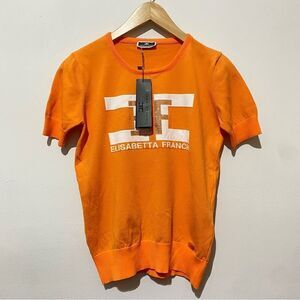 NWT Elisabetta Franchi Short Sleeve Orange Knit Top